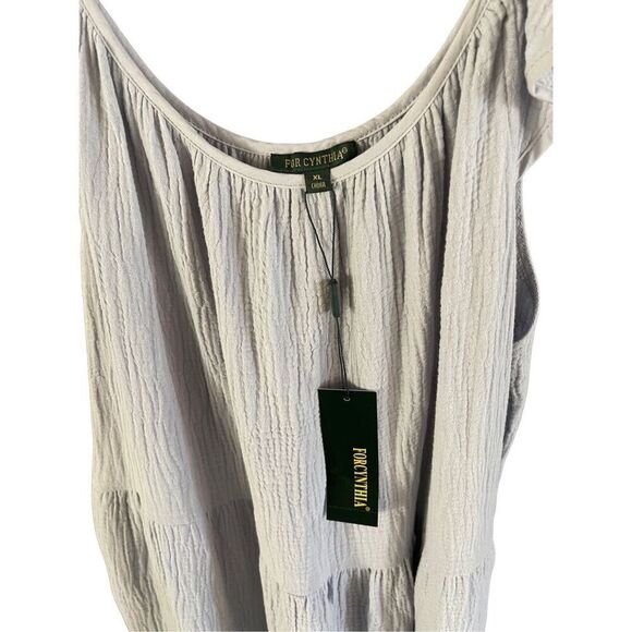 For Cynthia Womens Gray Cotton Tierred Off Shoulder Sheath Dress Size XL NWT - Picture 4 of 12